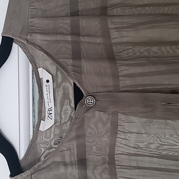 Zara Sheer Mocha Blouse Size XL - Picture 3 of 5